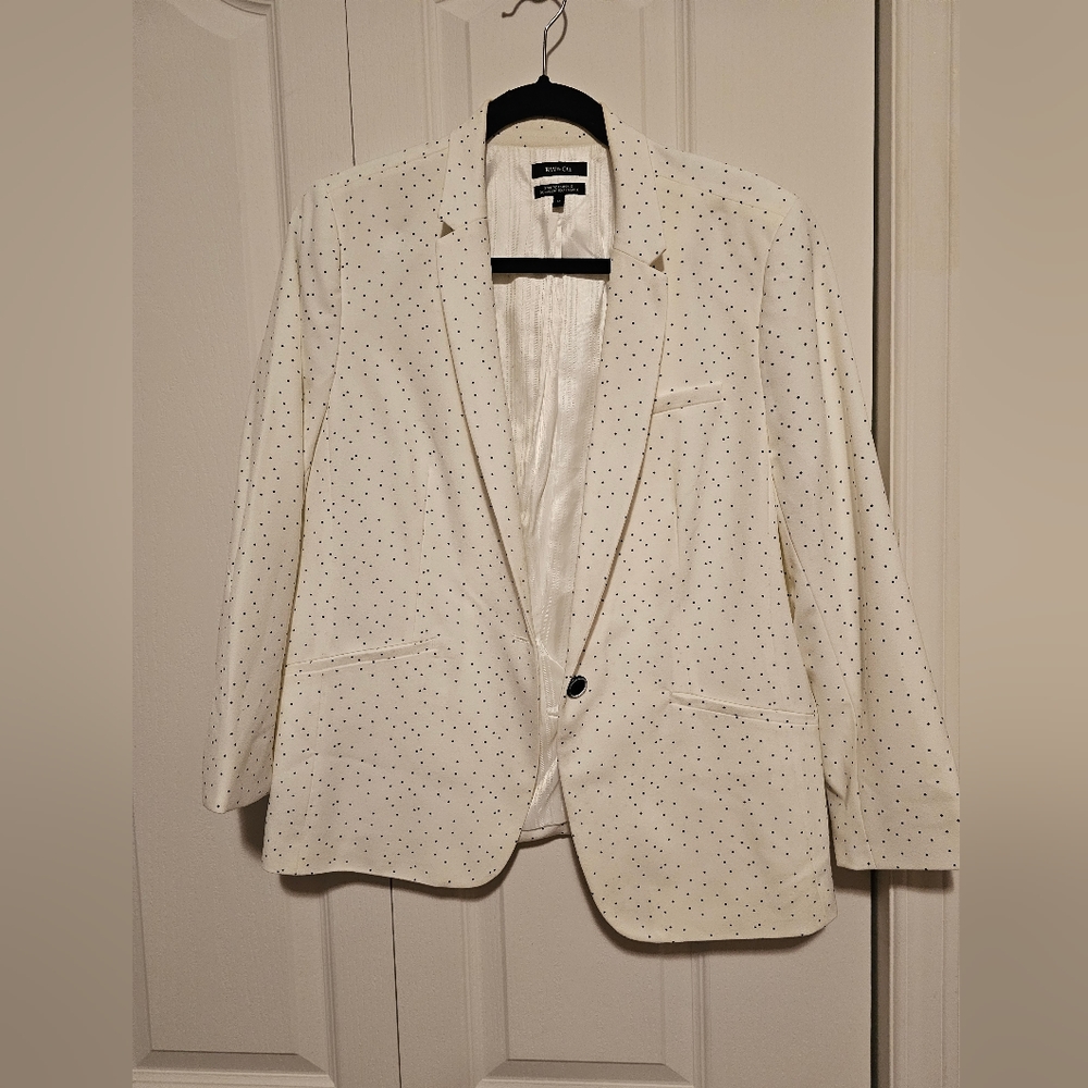 RW&Co white polka dot blazer